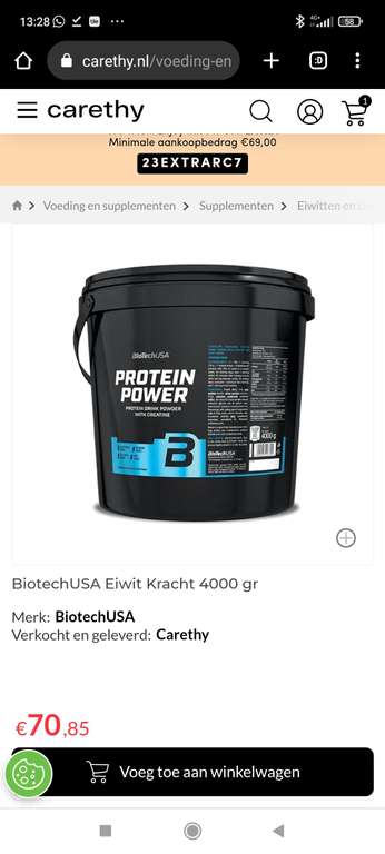 Biotech 4kg whey voor 65,89 met code (16.47 per kilo). MET Creatine