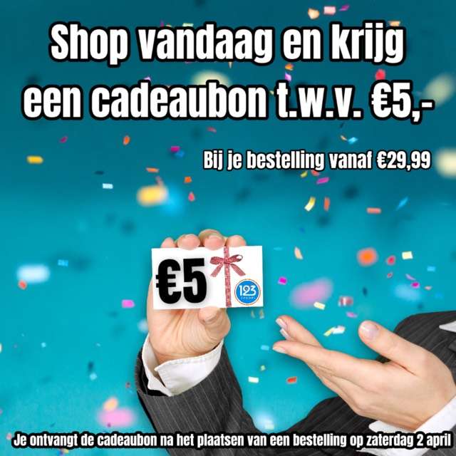 Cadeaubon twv €5.- vanaf €30,- besteding @ 123watches.nl