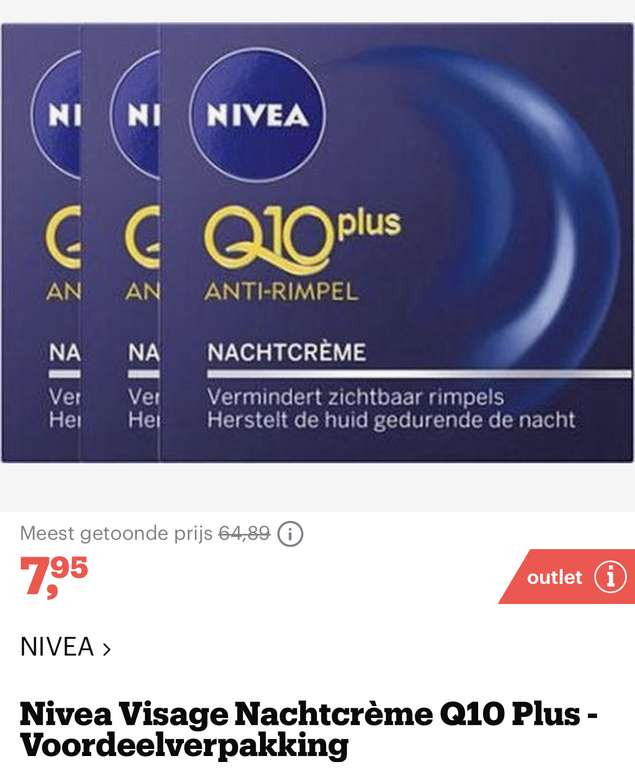 [bol.com] Nivea Visage Nachtcrème Q10 Plus - Voordeelverpakking €7,95