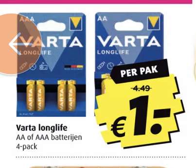 [Boni] Varta AA of AAA, 4st €1,-