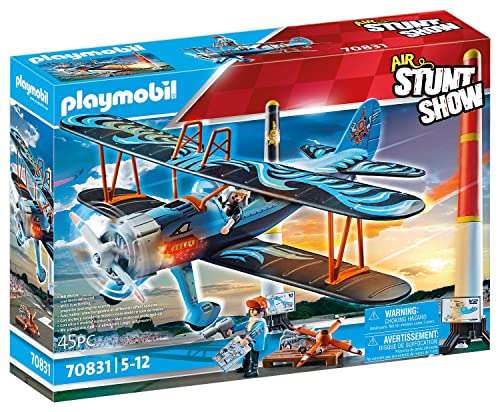 PLAYMOBIL Air Stuntshow 70831 dubbeldekker Phoenix speelgoedvliegtuig met motorgeluiden