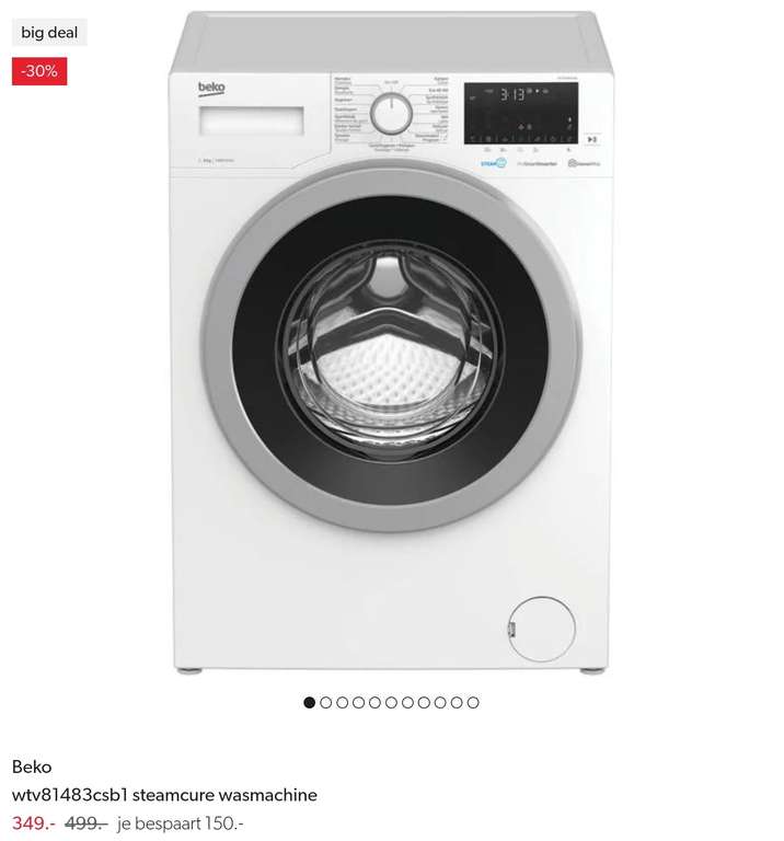 Beko wtv81483csb1 steamcure wasmachine