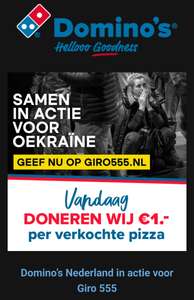 Domino’s Nederland in actie voor Giro 555 €1 voor elke pizza die verkocht wordt