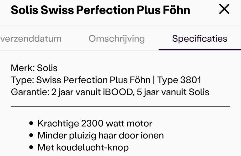 Solis Swiss Perfection Plus Föhn type 3801