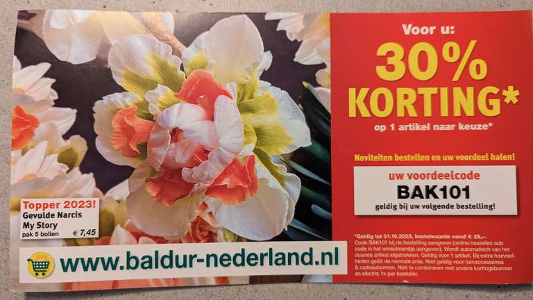30% korting bij online tuincentrum Baldur Nederland