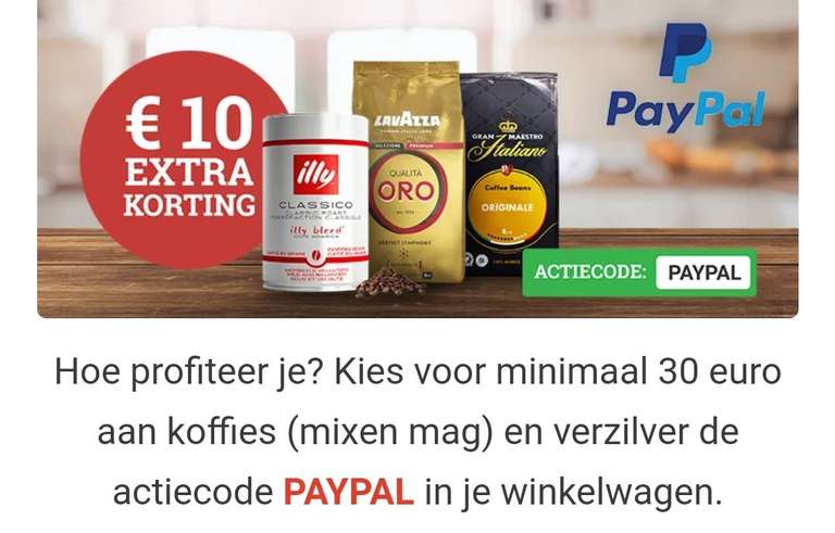 €10,00 korting bij minimale besteding van €30,00 excl voor PayPal klanten