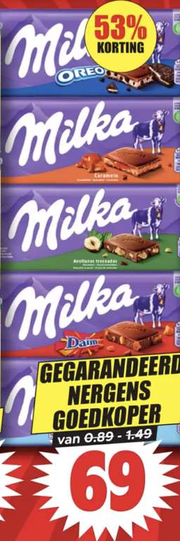 Milka chocoladereep €0,69 @Dirk