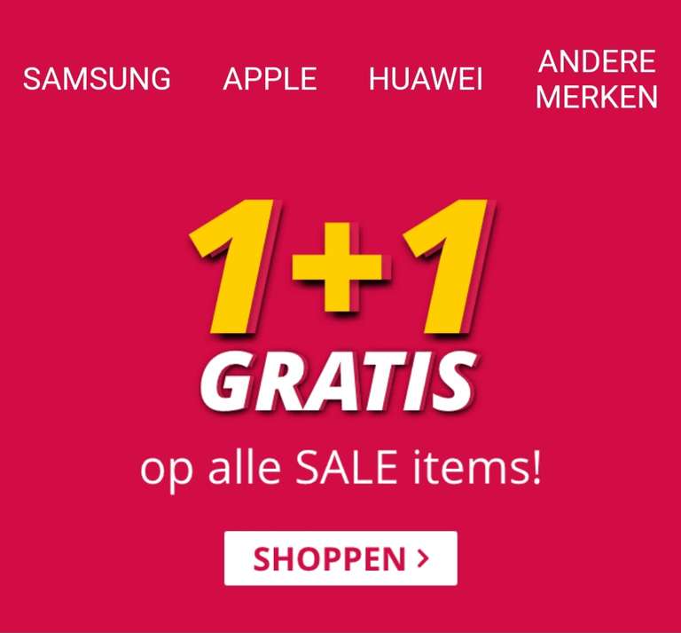 1+ 1 gratis op de sale bij Smartphonehoesjes.nl