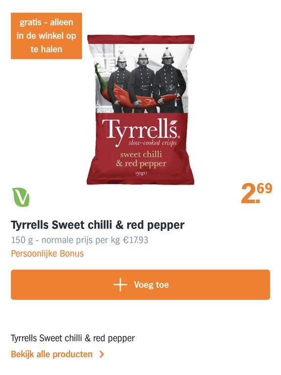 [persoonlijke bonus] [gratis] [Albert Heijn] Tyrrells Sweet chilli & red pepper