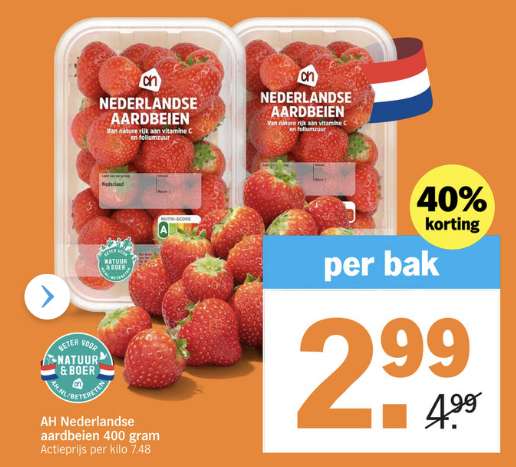 AH Nederlandse Aardbeien met 64% korting