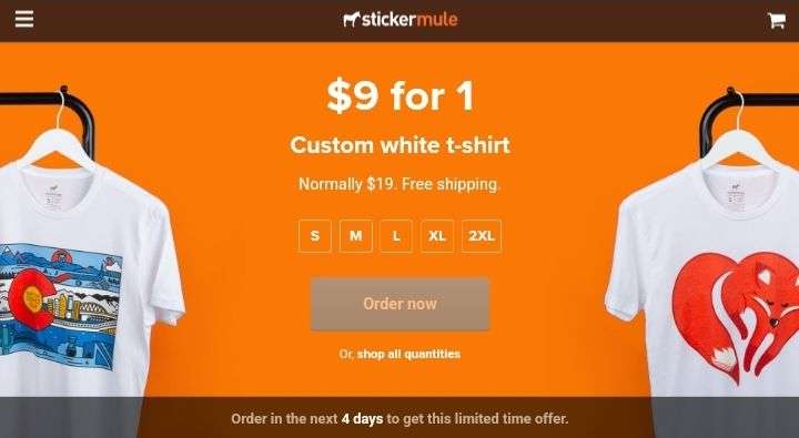 Custom white T-Shirt 8 euro (Sticker Mule)