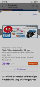 Waterwipes 2x 12-pack (1+1) (ook bij Etos)