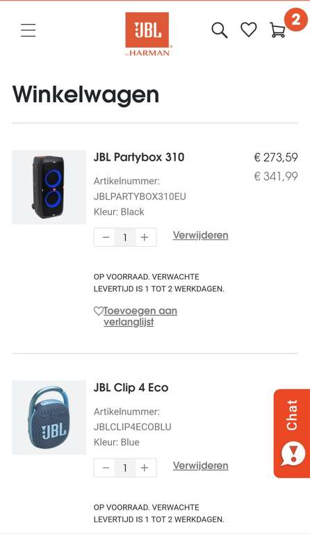 [ING Puntendeal] JBL 310 met gratis JBL Clip 4 Eco Blue