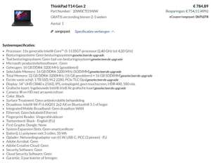 Lenovo Thinkpad t14 gen2 i5, 32gb, 1tb, 4k hdr