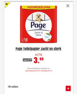Dirk: 18 rollen page toiletpapier €3,99