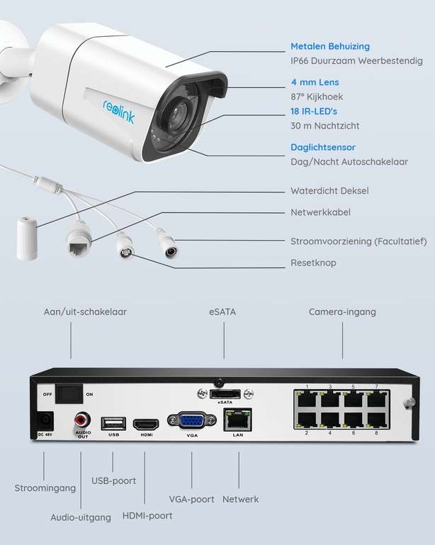[Prime] Reolink RLK8-800B4-A PoE 4K 8MP Camerasysteem voor €502,49 @ Amazon.nl