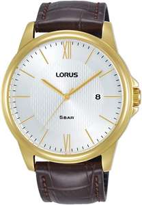 Lorus Heren analoog kwarts horloge met lederen armband RS943DX9 goud