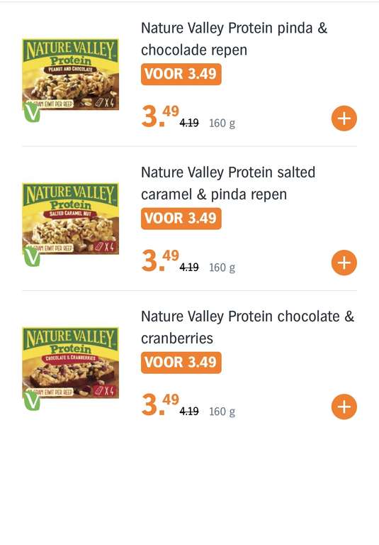 [Tikkie + AH bonus] Nature Valley 4 proteïne repen €0,99