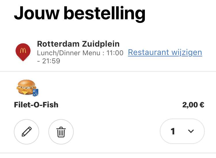 Rotterdam (én Amsterdam Noord): Broodje Filet-O-Fish €2