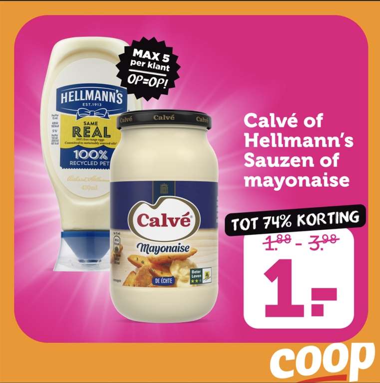 Calvé of Hellmann's Sauzen of mayonaise €1