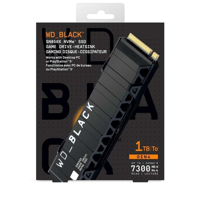 Western Digital WD_BLACK SN850X NVMe SSD 1 TB PCIe 4.0 met heatsink + 20€ Steam-tegoed (7300/6300 MB/s, TLC, DRAM, 600TBW, 5J garantie)