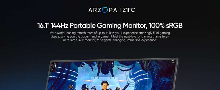 Arzopa Z1FC Portable Gaming Monitor | 144Hz 16.1'' FHD