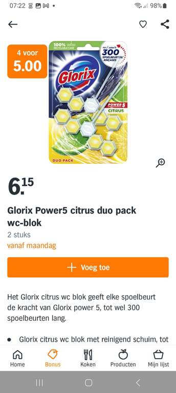 4 duo packs Glorix toiletblokken voor 5 euro