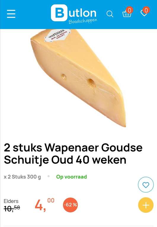 2 x 300 gram Wapenaer Goudse Schuitje Oud 40 weken
