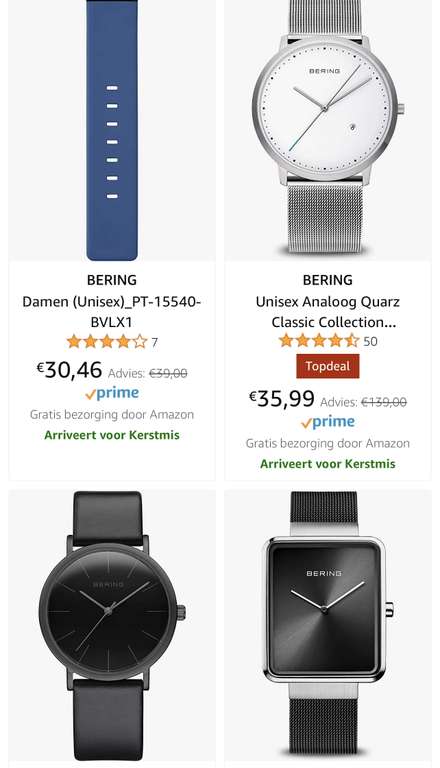 Bering horloges vanaf €35,99 @ Amazon.nl