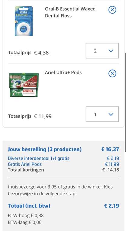 [trekpleister] gratis arielpods+ ultra 12 stuks twv €11,99* bij aankoop van 1 of 2 actieproducten. Update; goedkoopste optie €2,19