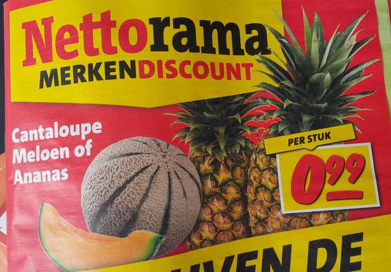 Meloen en ananas 1 euro per stuk