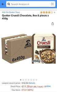 Quaker Cruesli Chocolate, Box 6 dozen x 450g