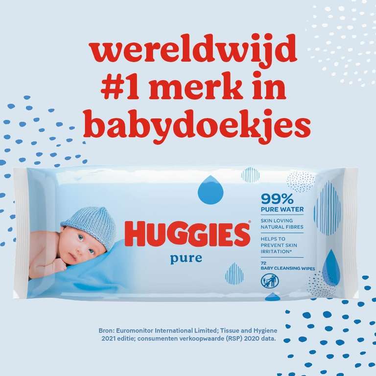 Huggies baby billendoekjes - Pure - 1008 stuks (18 x 56 doekjes)
