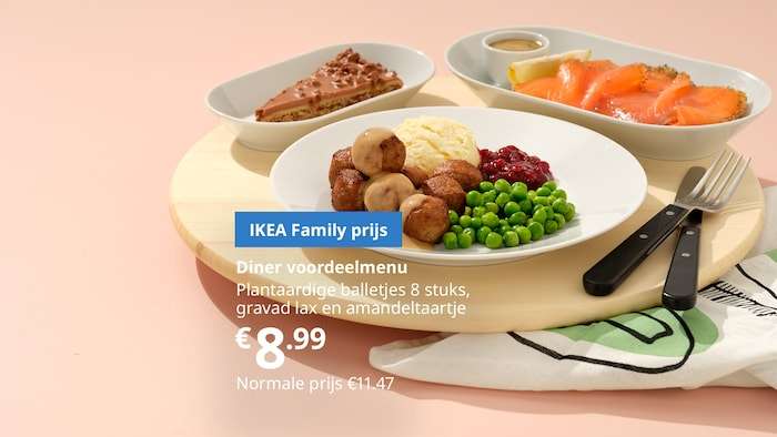 Ikea Diner voordeelmenu voor €9