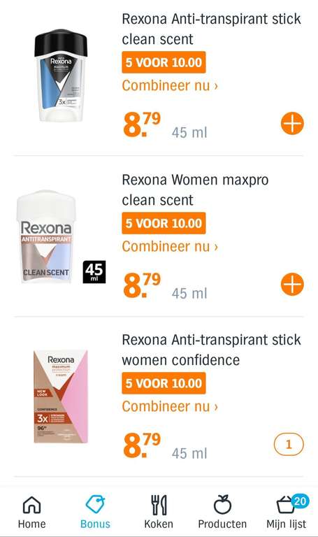 5x Rexona Maximum Protection voor € 10,-
