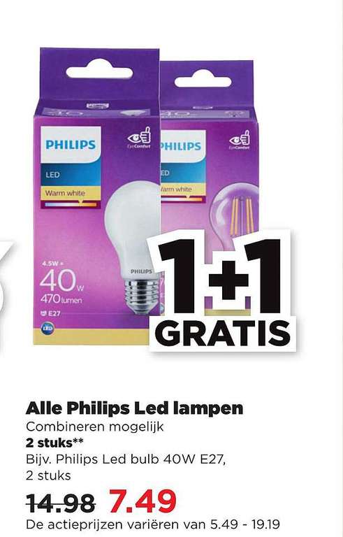 Philips (smart) lampen 1+1 gratis