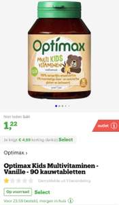 [select deal bol.com] Optimax Kids Multivitaminen - Vanille - 90 kauwtabletten €1,22