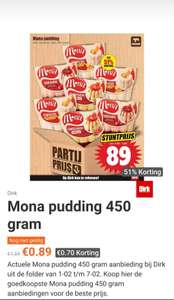 Mona pudding 450 gram. actie van 1 t/m 7 feb.