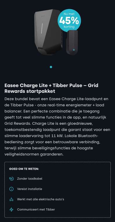 Easee Charge Lite + Tibber Pulse (alleen voor Tibber klanten)
