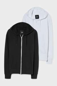 2 zipped hoodies / hoodie vesten zwart en wit