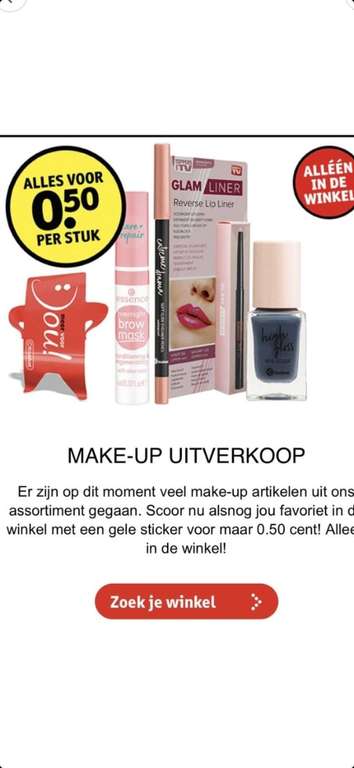 KRUIDVAT Alle make-up met gele sticker €0,50.