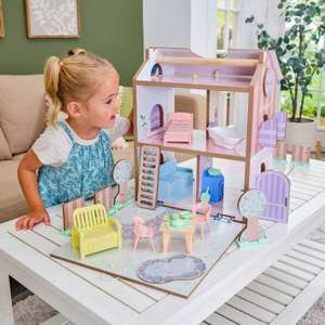 KidKraft Play and Store inklapbaar klein Houten Poppenhuis met 36 accessoires