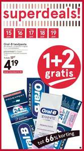 Oral-b tandpasta 1+2 gratis op alle varianten m.u.v voordeelpakken