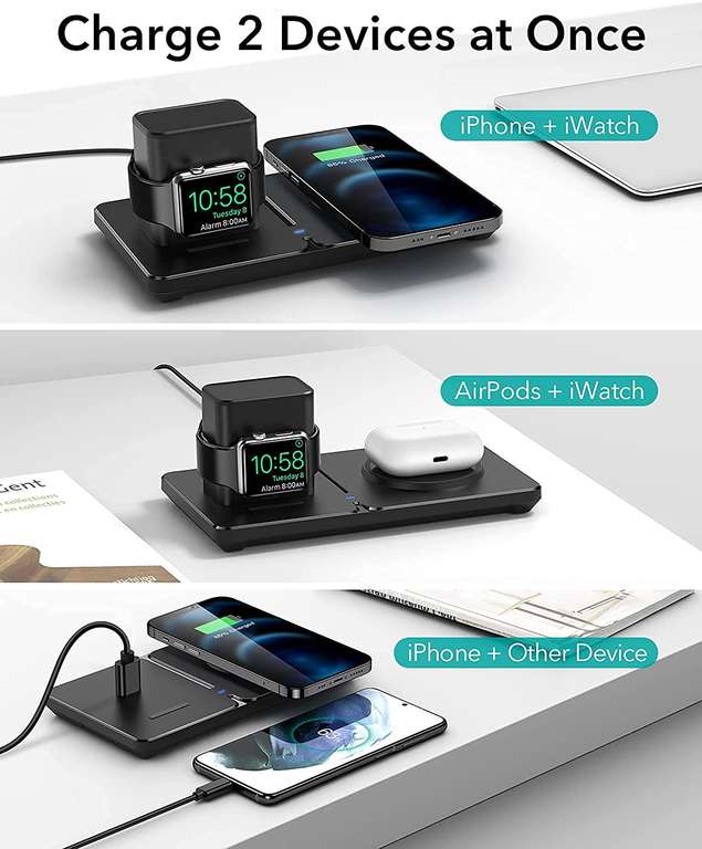 ESR 2-in-1 MagSafe compatibele draadloze oplader voor iPhone 12/13, Airpods, Apple Watch