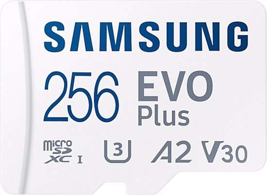 Samsung Evo Plus Micro SD kaart 256GB, €17,01