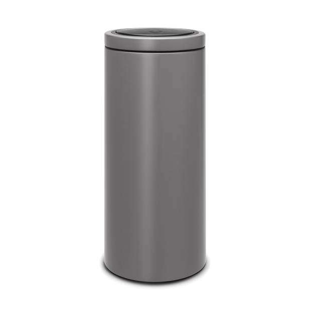 Brabantia Touch Bin Flat Top afvalemmer 30 liter met kunststof binnenemmer - Mineral Concrete Grey