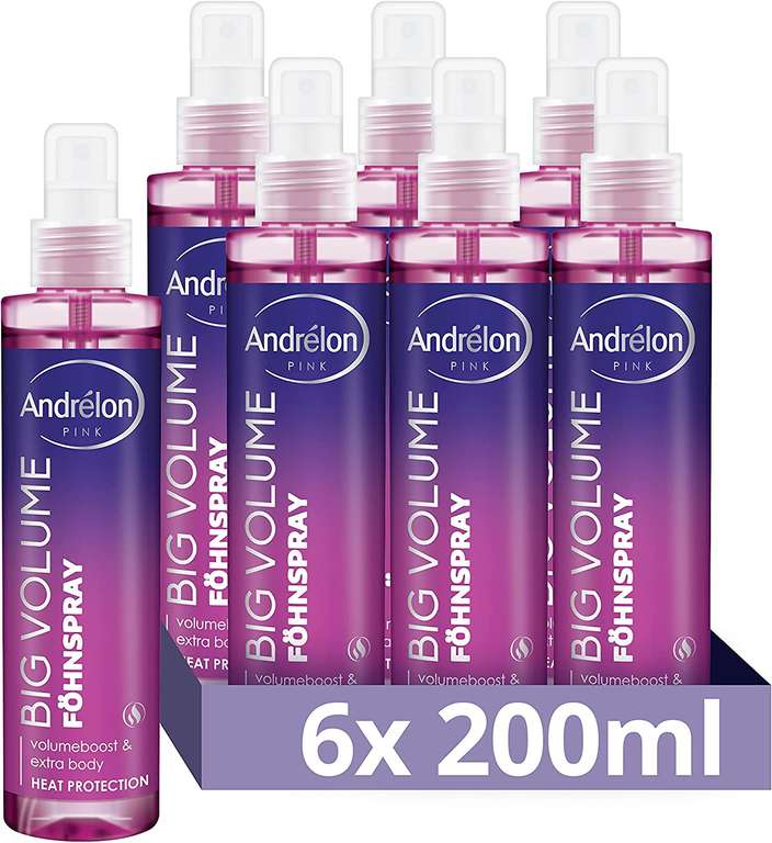 Andrélon pink big volume föhnspray - 6x 200ml voordeelverpakking