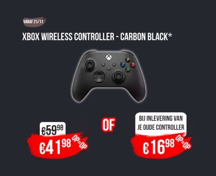 Microsoft Xbox Wireless Controller Zwart met inruil van een oude controller zelf maar €16,98 (op = op) (Vanaf 21 Nov zowel in NL en BE)