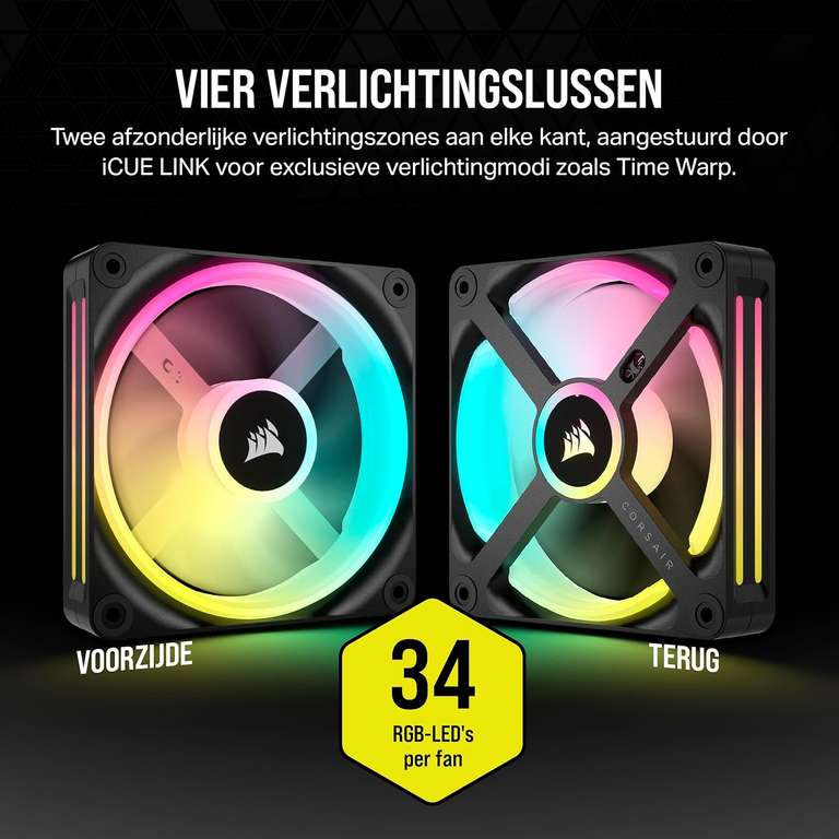 Corsair iCUE LINK QX120 RGB - 120mm (3-pack) zwart of wit - Pepper.com