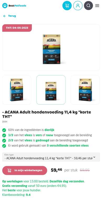 Acana hondenvoeding adult 11,4 kg